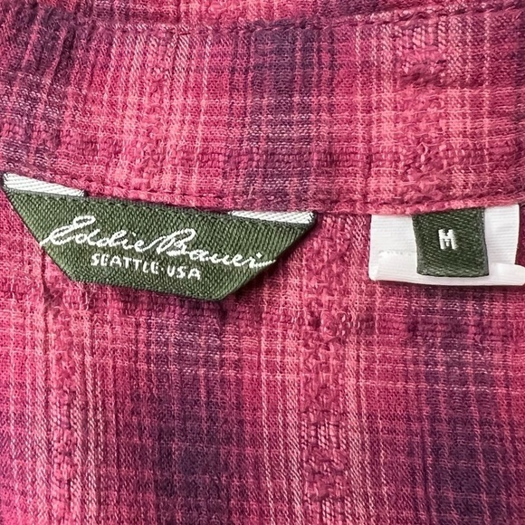 Eddie Bauer Womens Button Up Long Sleeve Spring Bright Plaid Shirt Size M - Picture 6 of 11